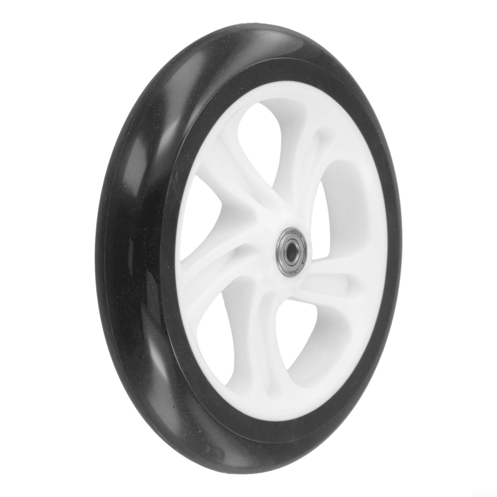 Front Wheel 200mm Scooter Replacement with Bearing for Adult Scooters and Wheelchairs High Elasticity and Silent Design (black and white)