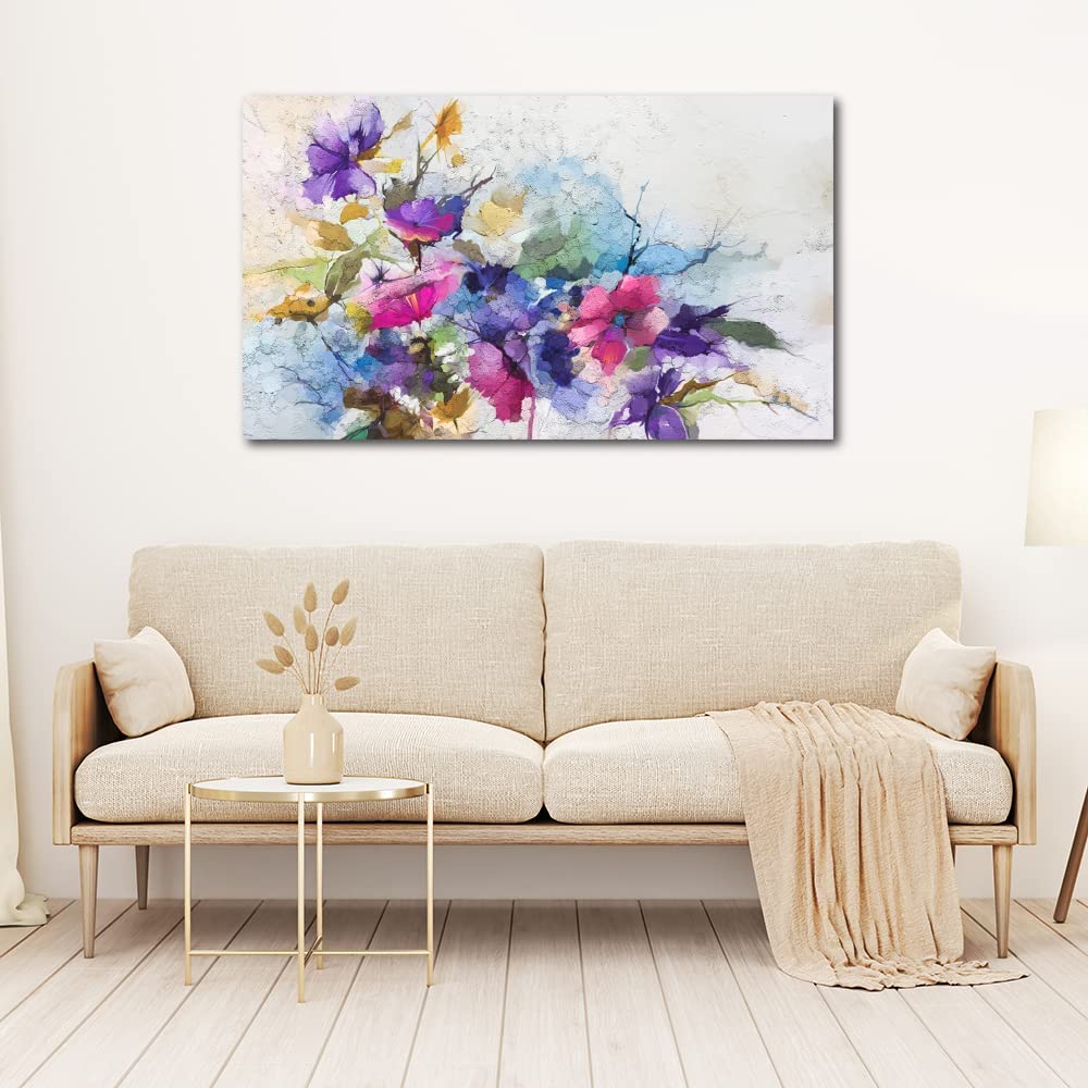 Decorative Painting Flowers Coloured Canvas Minimalist Modern Style Oil (160 x 90)