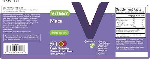 Miniatura 7 de Viteey Gomitas de raíz de maca negra, impulso, pasión y apoyo energético, raíz de maca negra para hombres y mujeres, veganas, sin gluten, 60 unidades