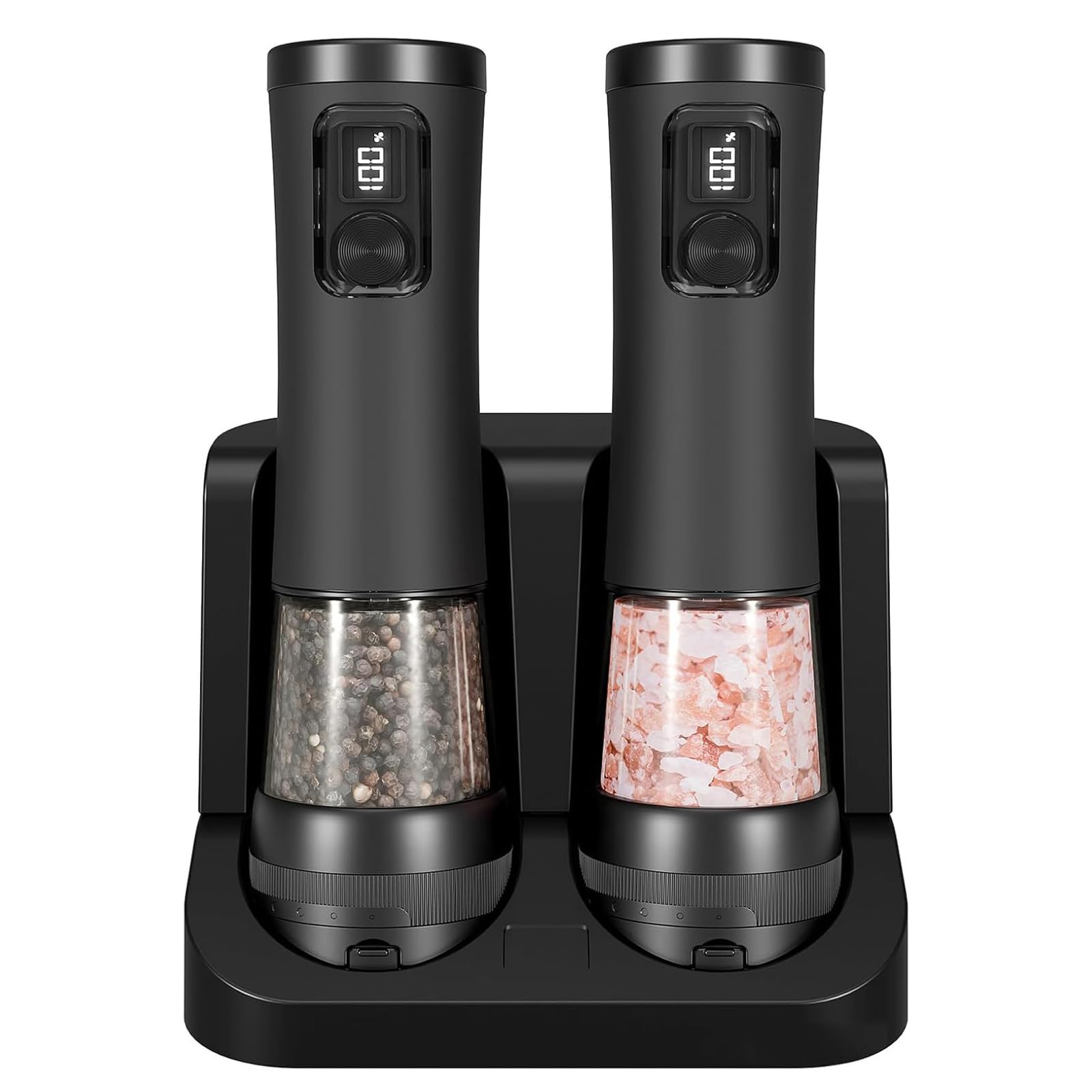 Ensemble de moulin à poivre et à sel électrique rechargeable USB à socle