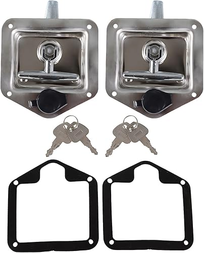 Miniatura 2 de LABLT 4 piezas de cierre de puerta de remolque de acero inoxidable altamente pulido con junta y llaves para RV Camper Truck Trailer Caja de