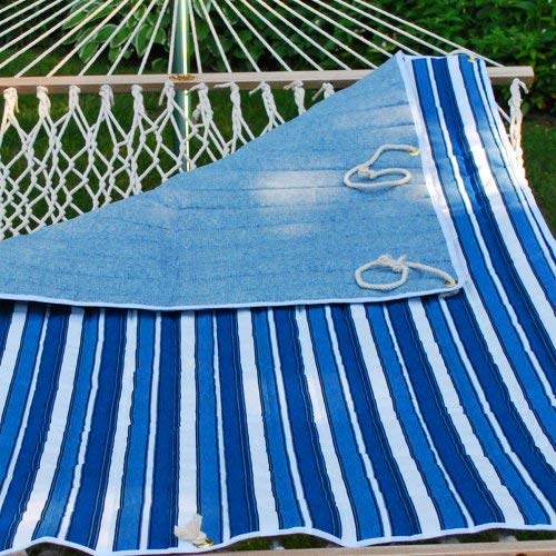 Coussin matelassé pour hamac rayures bleu motif tropical extérieur