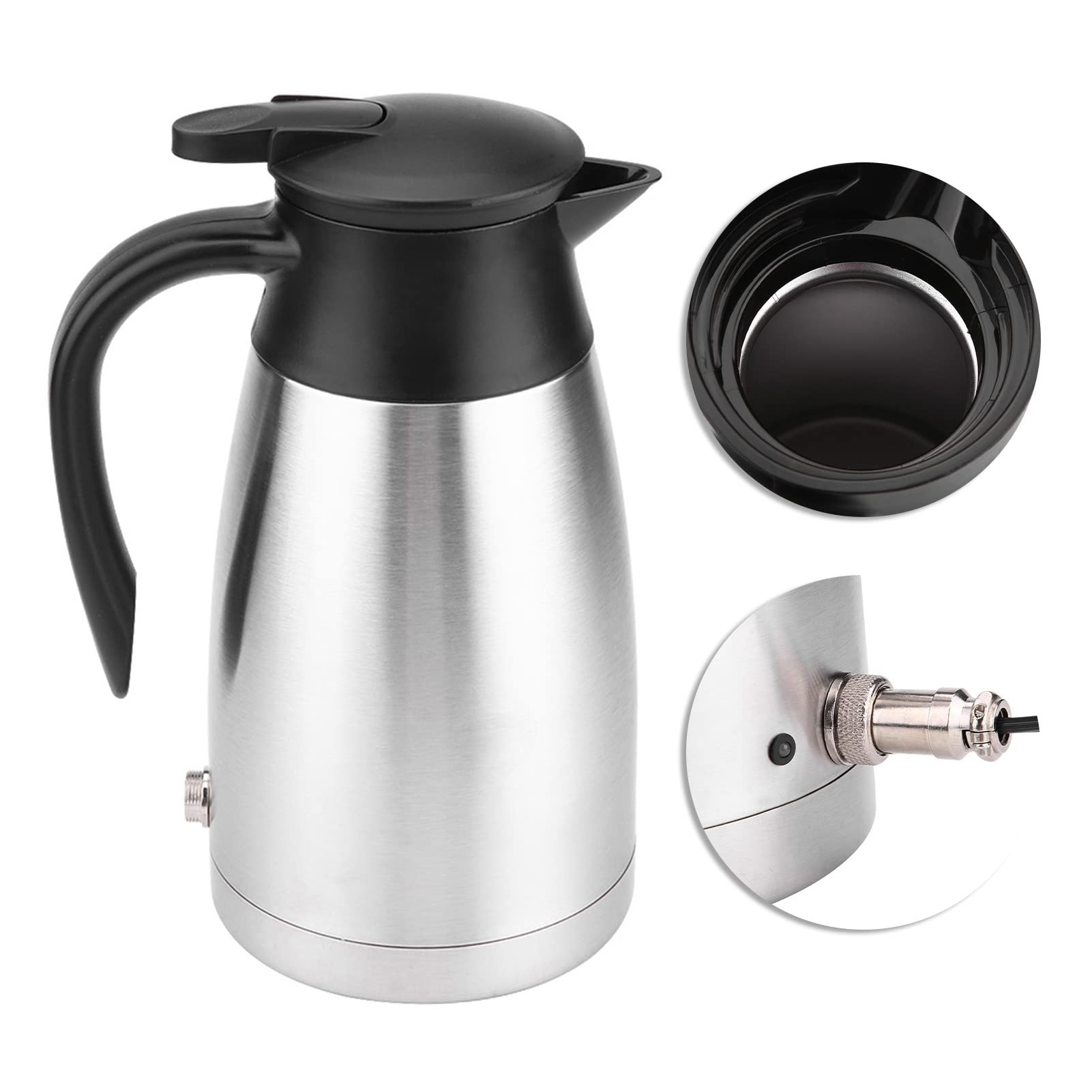 Botellas Termo Eléctricas, Funda De Silicona A Prueba De Derrames De 12 V/24 V para Viajes, Hervidor De Automóvil, Acero Inoxidable con Luz Indicadora para Calentar Café, Botella