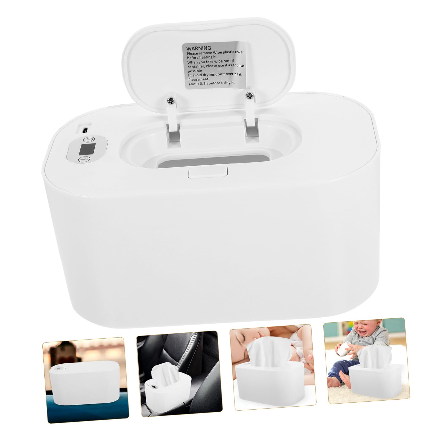 IMIKEYA 2 Pièces essuie-Tout bébés Chauffe-lingettes réchauffeurs humidité lingettes humides Voyage Chauffe lingette en Tissu Chauffe-Tissus humides Chauffe-Linge Portable Abdos Blanche