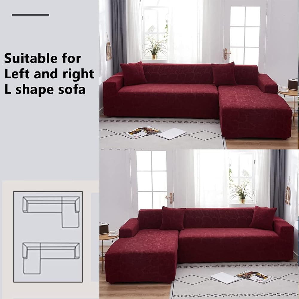 Jacquard Sectional Couch Deckungen L-form-sofa-slip-cover, Universeller Hochstrecksofa-deckungsmöglichkeitenschutz, Waschbare Vollständige Couchab(Size:3 Seater (190-230cm/75-91inch),Color:Matcha)