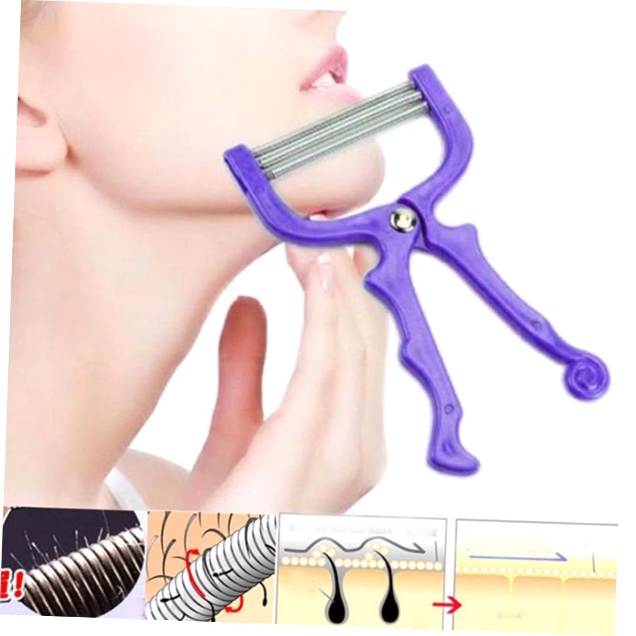 HONMEET Facial Hair Removing Spring Face Hair Removal for Women Manual Epilator Stick Tool