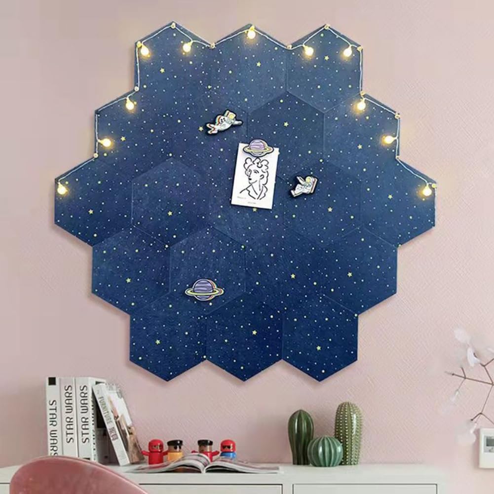 Pannello in Feltro di Sughero, 10 Pezzi esagonali, Pannelli per bacheche con puntine, Piastrelle da Parete Fai-da-Te per Foto, promemoria, avvisi, lavagne adesive per pareti Decor