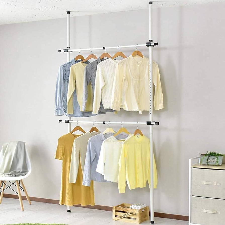 Amazon|突っ張り ハンガーラック 2段 天井 つっぱりラック 壁面収納