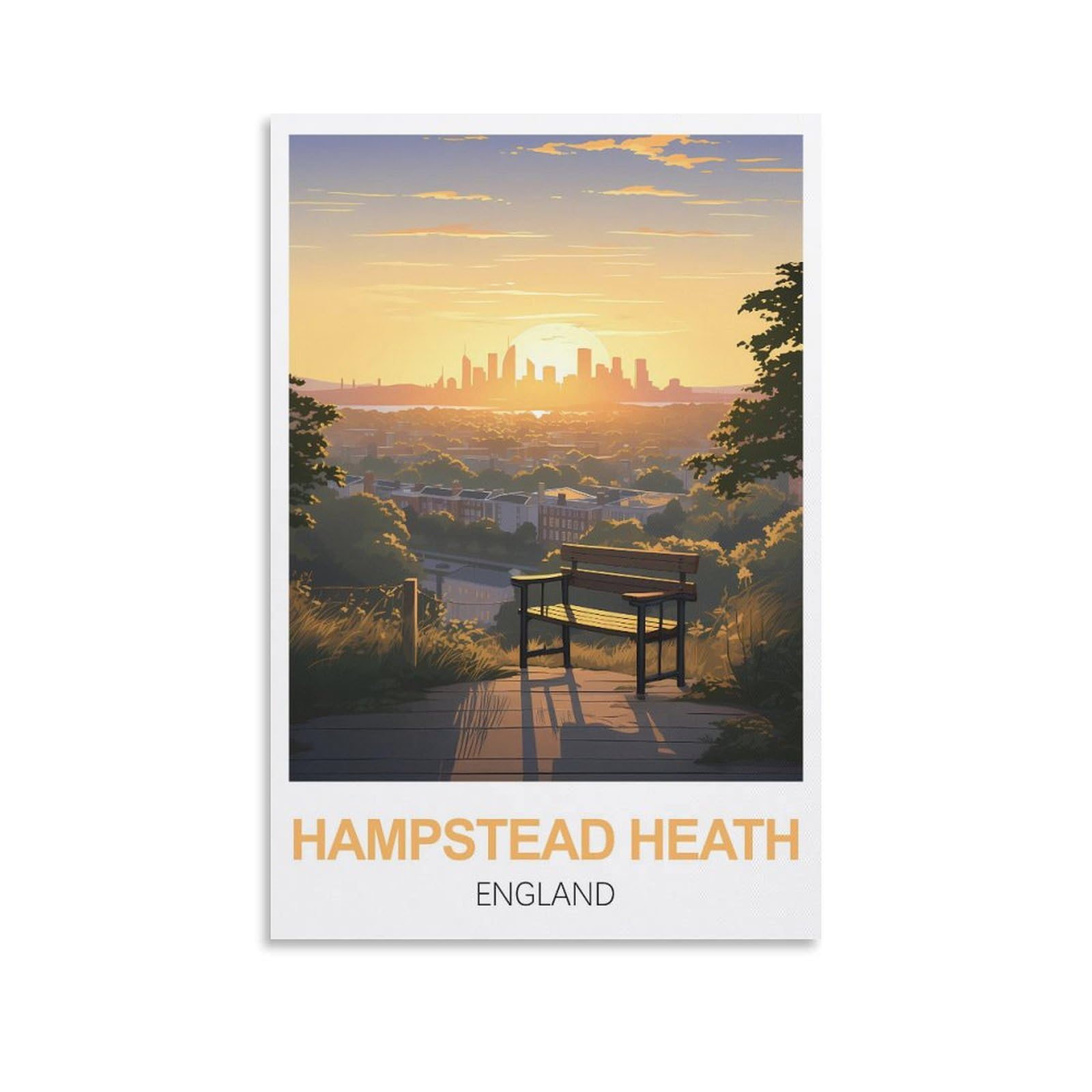 Heybox Unframe-Style Hampstead Heath England Vintage Travel Posters 24X36inch(60X90cm) Canvas Prints Wall Art Paintings For Home Office Living Room Decor