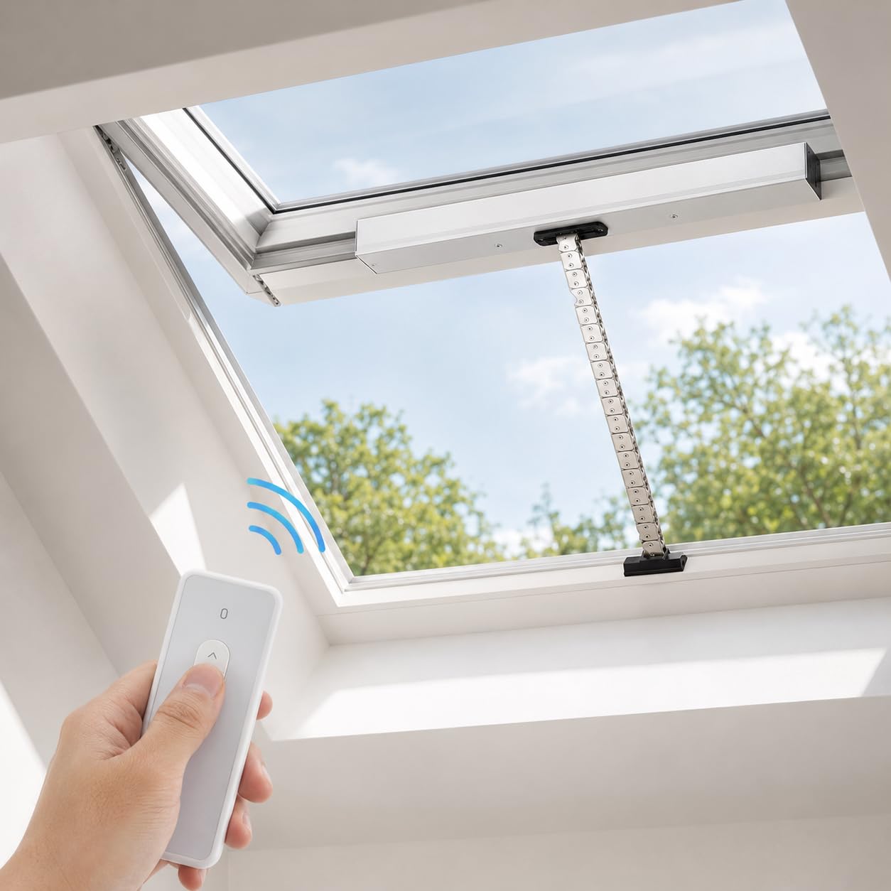 Abridor eléctrico de ventana de 24 V, actuador automático de 300 mm con control remoto para tragaluces, invernaderos, rejillas de ventilación de techo, fácil instalación y operación