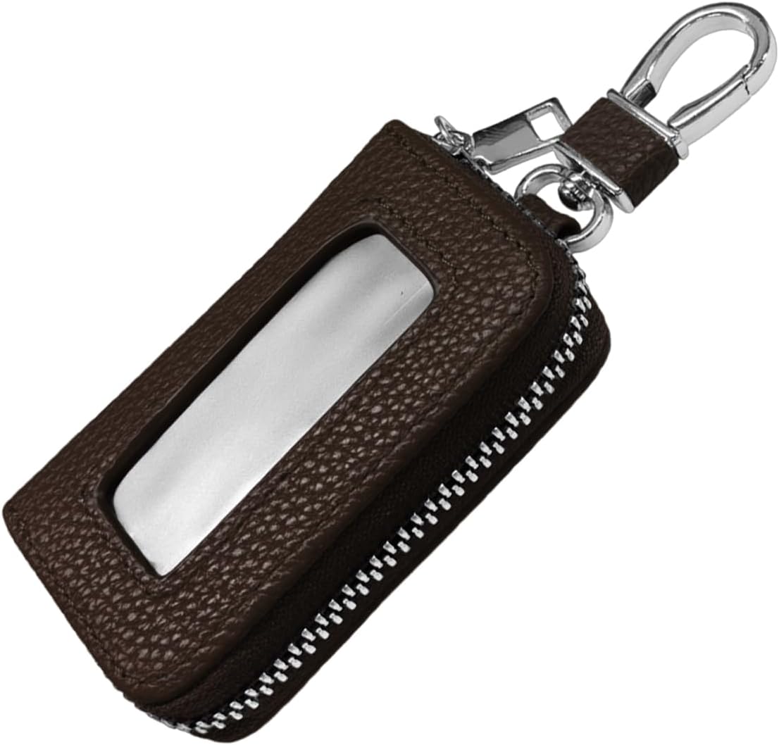 Car Key Fob Case, PU Leather Smart Key Case Holder, Coffee