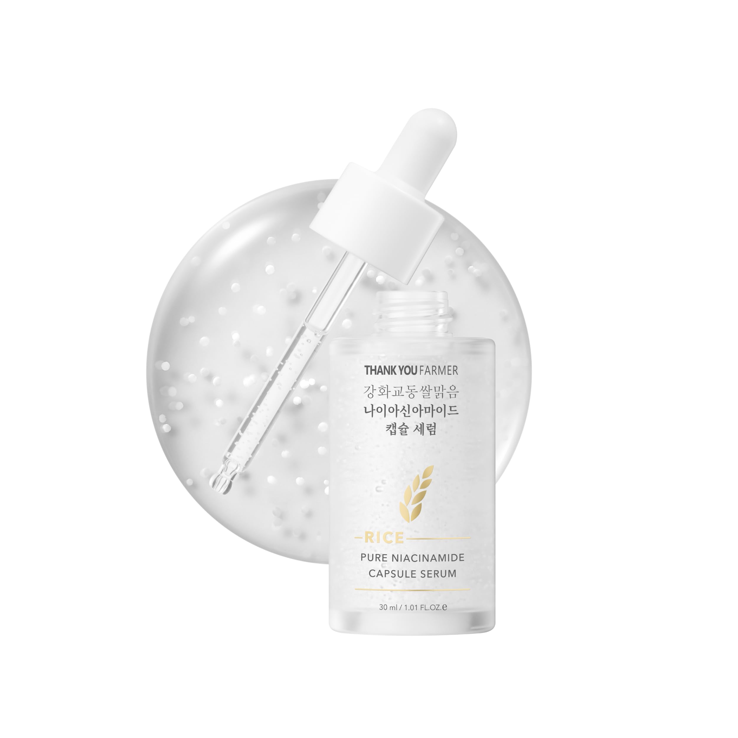 THANKYOU FARMER Rice Pure Niacinamide Capsule Sérum 30 ml – Soin de la peau coréen, extrait de riz coréen, céramide NP, allantoïne, niancinamide 5 %