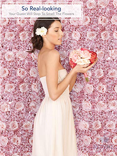 Royal Imports Artificial Flower Wall Panel Mat, Silk Rose Hydrangea Floral Backdrop, 3D Romantic Photography Background, Faux Foliage For Wedding Party, Bridal Showers Portrait Décor, Ivory #TOP2