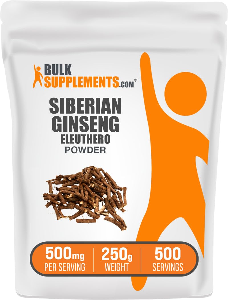 BulkSupplements.com Eleuthero Powder - Siberian Ginseng Powder, Eleutherococcus senticosus, Ginseng Herbal Supplement - Gluten Free, 500mg per Serving, 250g (8.8 oz) (Pack of 1) 8.8 Ounce (Pack of 1)