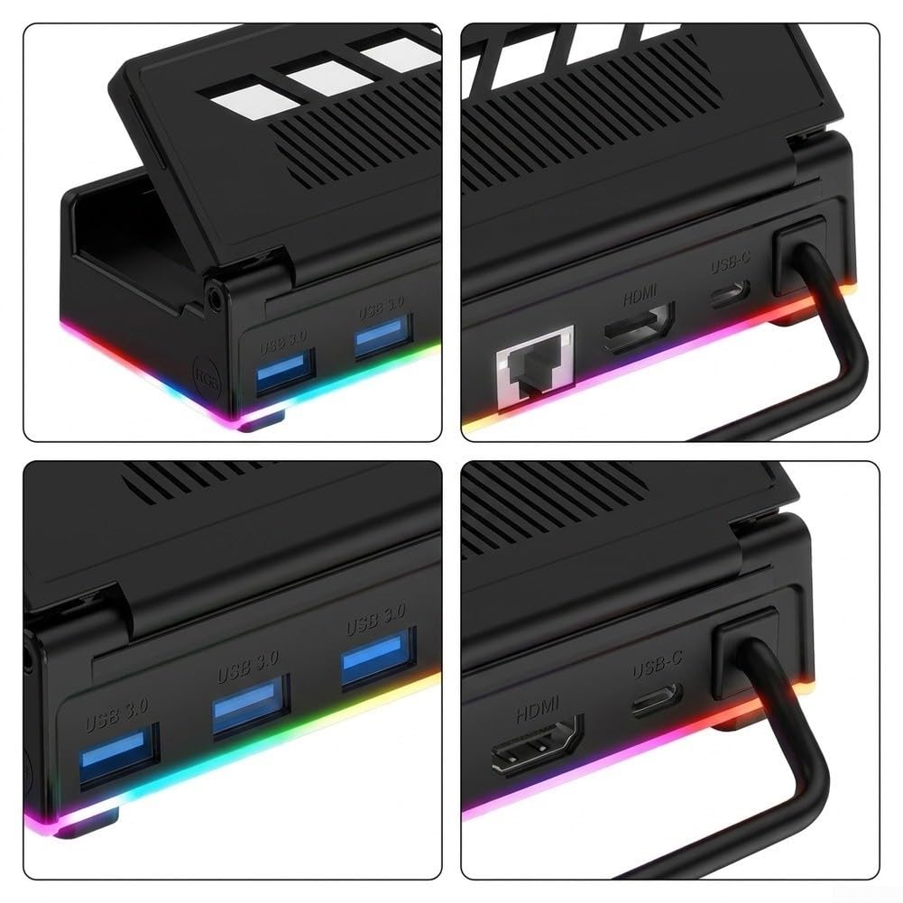 Station de Charge RGB pour steam Deck pour rog 100W Station de