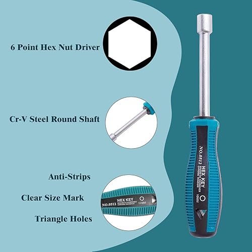 Miniatura 4 de Destornillador de tuerca de 0.394 in, destornillador de tuerca hexagonal de 6 puntos, punta no magnética, destornillador de tuerca de eje hueco de