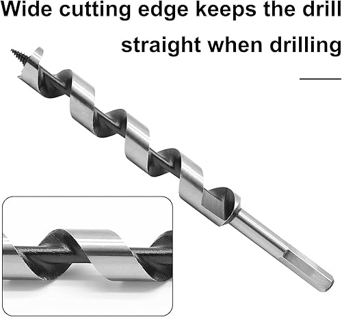 Miniatura 57 de 2 brocas de madera para carpintero, vástago hexagonal, punta de brad, combinación larga, broca de carpintero de madera, 0.39 pulgadas de diámetro