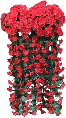 YATUOPNG Artificial Plant In Pot-Hanging Flowers, Wisteria Vine Wall Basket Hanging Garland Fake Silk Orchid(Red,1)