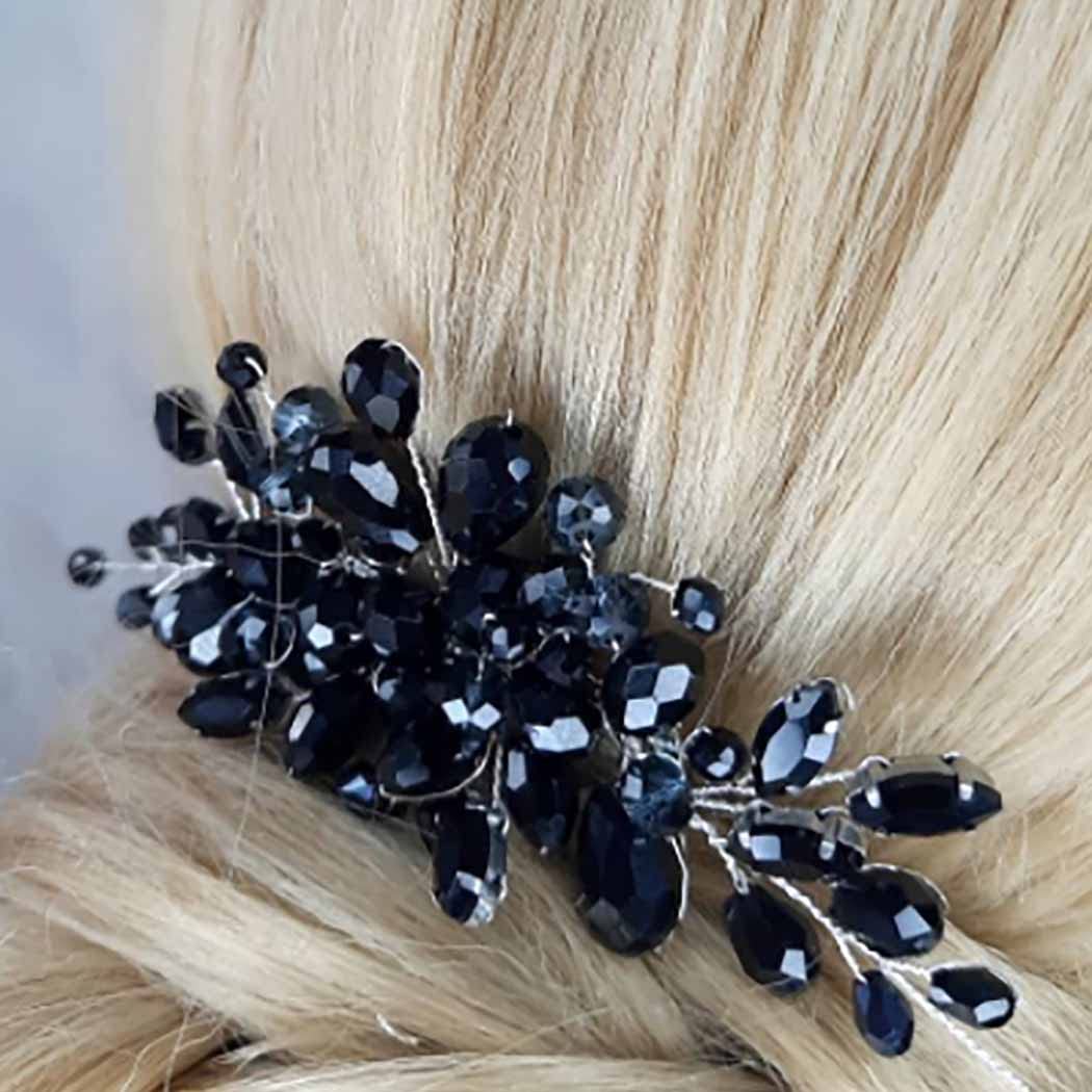 JONKY Black Rhinestone Hair Comb Crystal Headpieces Bridal Hair Accessories for Women - Image 2