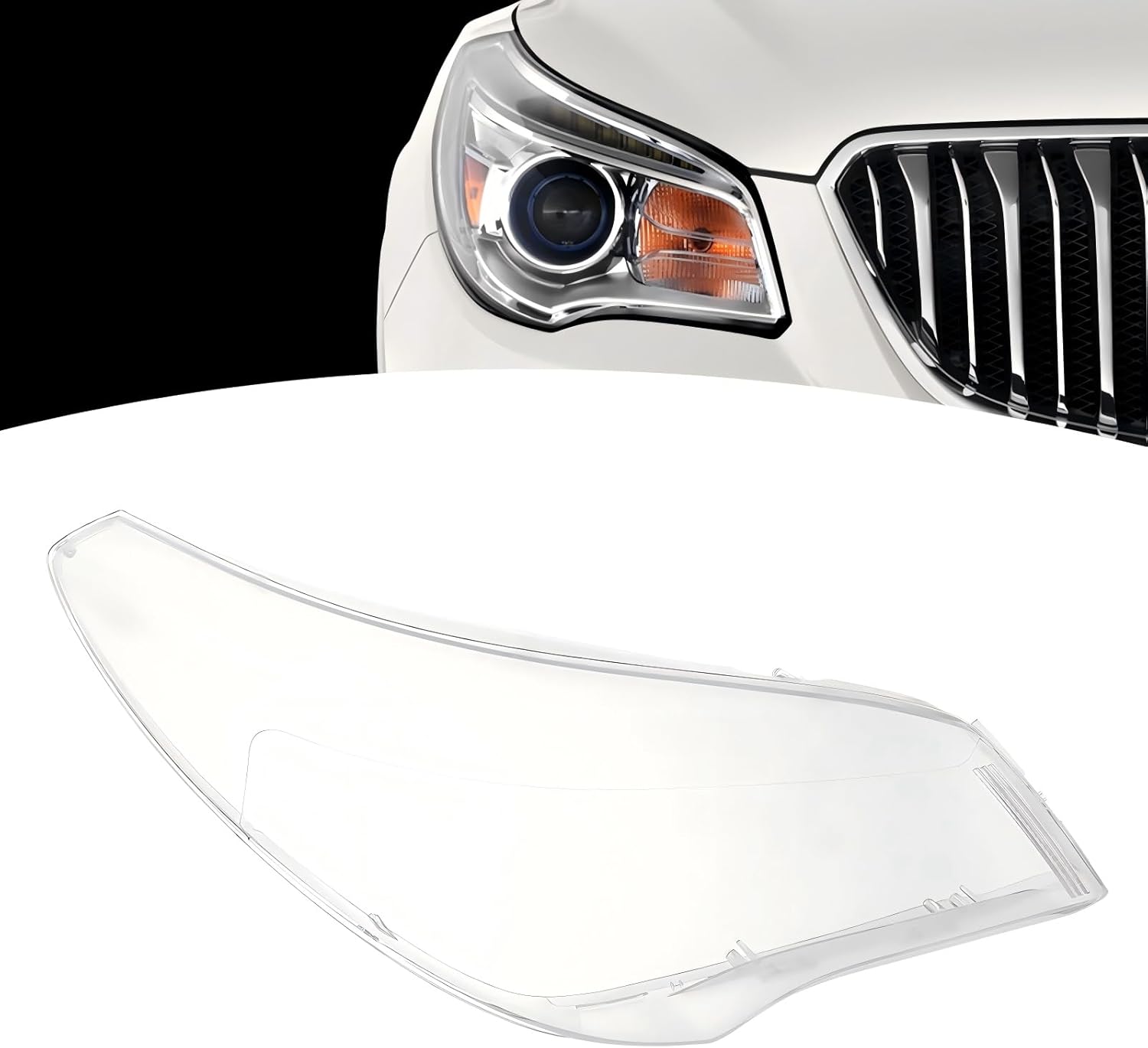 Headlight Lens Cover for Buick Enclave 2013-2017, Passenger Side Headlamp Lens Cover Replacement 84026394, 84026395, 84026396, 84026397 (Passenger Side (R))