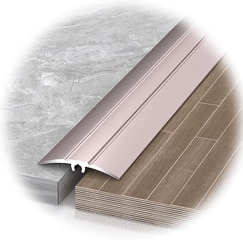 TOCTUS Reductor de borde de tira divisora de piso, ancho de cubierta de umbral de metal, 1.6 in2.0 in, tira de transición para pisos de vinilo, tira