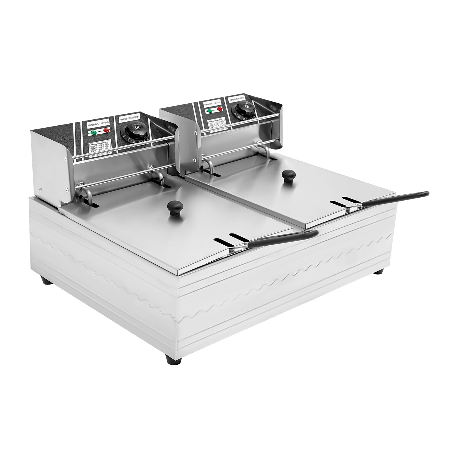 Comercial doble freidora 2 × 6L aceite freidora con separador de escoria 60-200℃ temperatura ajustable para cantinas de comida hoteles