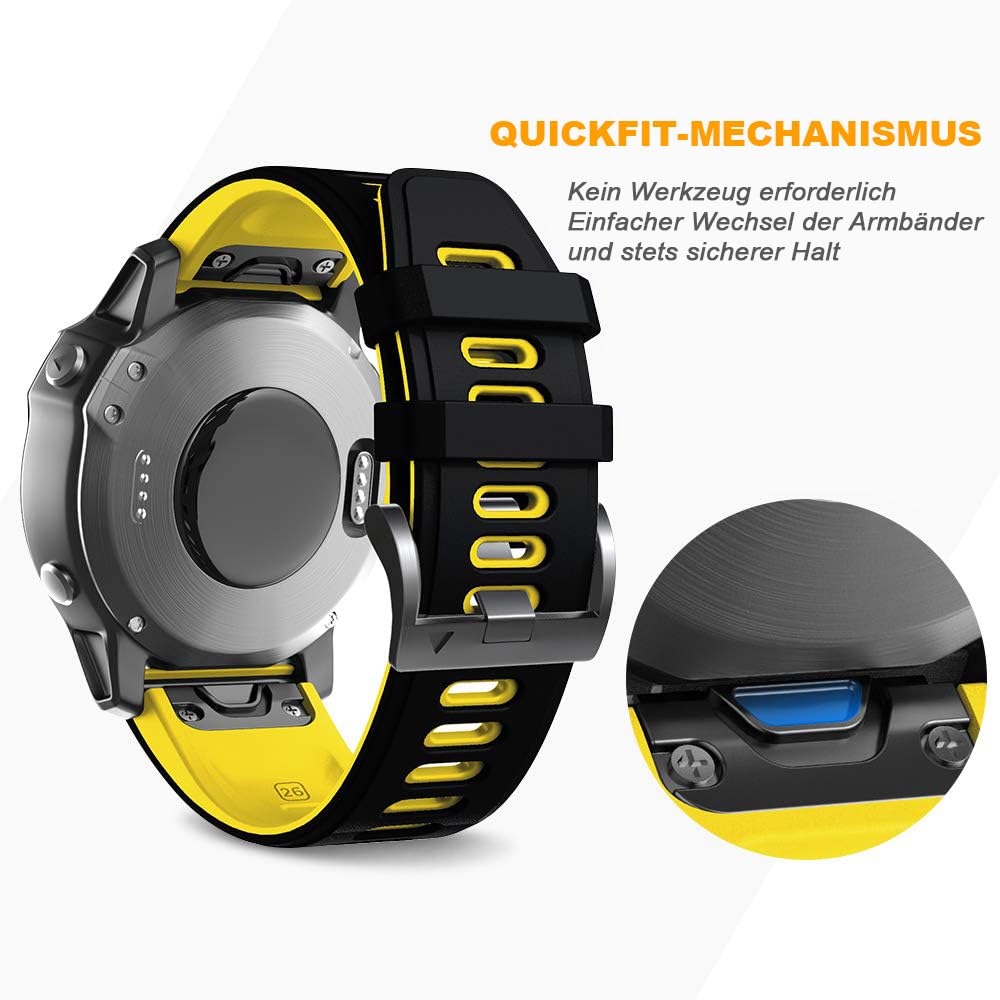 NotoCity Armband für Garmin Fenix 6x/6x Pro/5x/5x Plus/7x/7x Pro/8 51mm, Quickfit 26mm Uhrenarmband für Garmin Enduro 2, Fenix 3/3 HR, Instinct 2X, Epix Pro 51mm, Descent MK1/2, Quatix 7X((7 Stück)