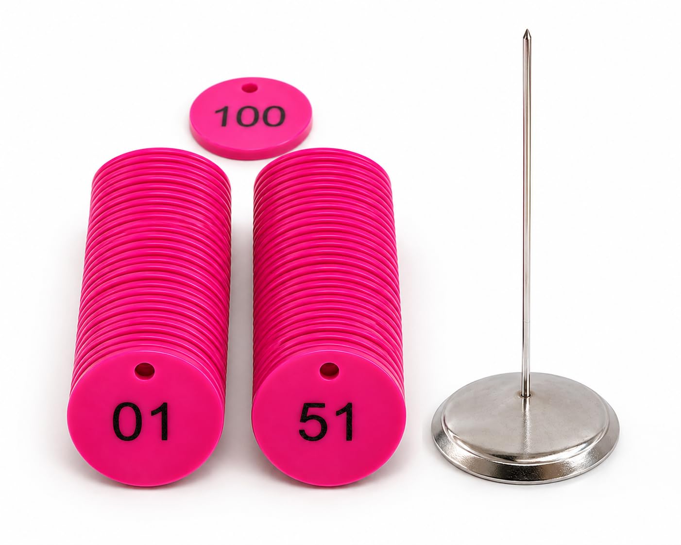 morel PLASTIC NUMBER TOKEN COIN WITH 1 TO 100 PRINT AND HOLE AND STEEL STAND, DOCTOR TOKEN FOR CLINICS, SHOPS, MALLS, QUE, RESTURANT, EXIBITION (PINK) (PINK-1TO100-WITH-STEEL-STAND)-picture-38