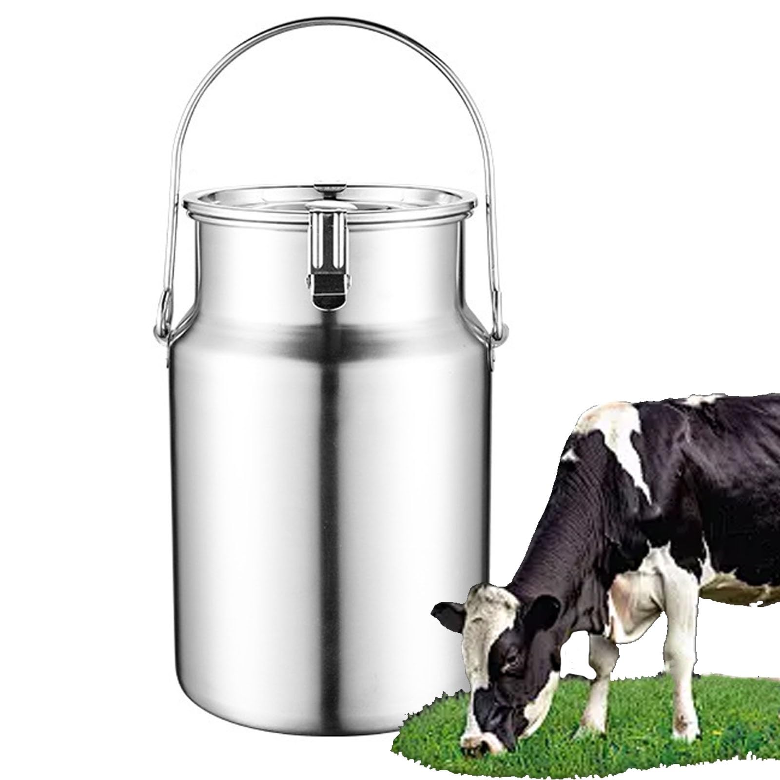 Dzbanek na mleko ze stali nierdzewnej 304 L / 5 l / 10 l pojemnik na mleko z pokrywką trwały i szczelny, idealny do przechowywania mleka śmietanki i produktów mlecznych niezbędnych w kuchni