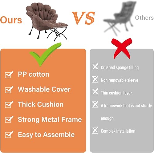 Miniatura 3 de Silla Lazy con otomana, moderna silla de lectura floral con reposapiés plegable, sillas de acento de salón, cómodos sillones de gran tamaño para