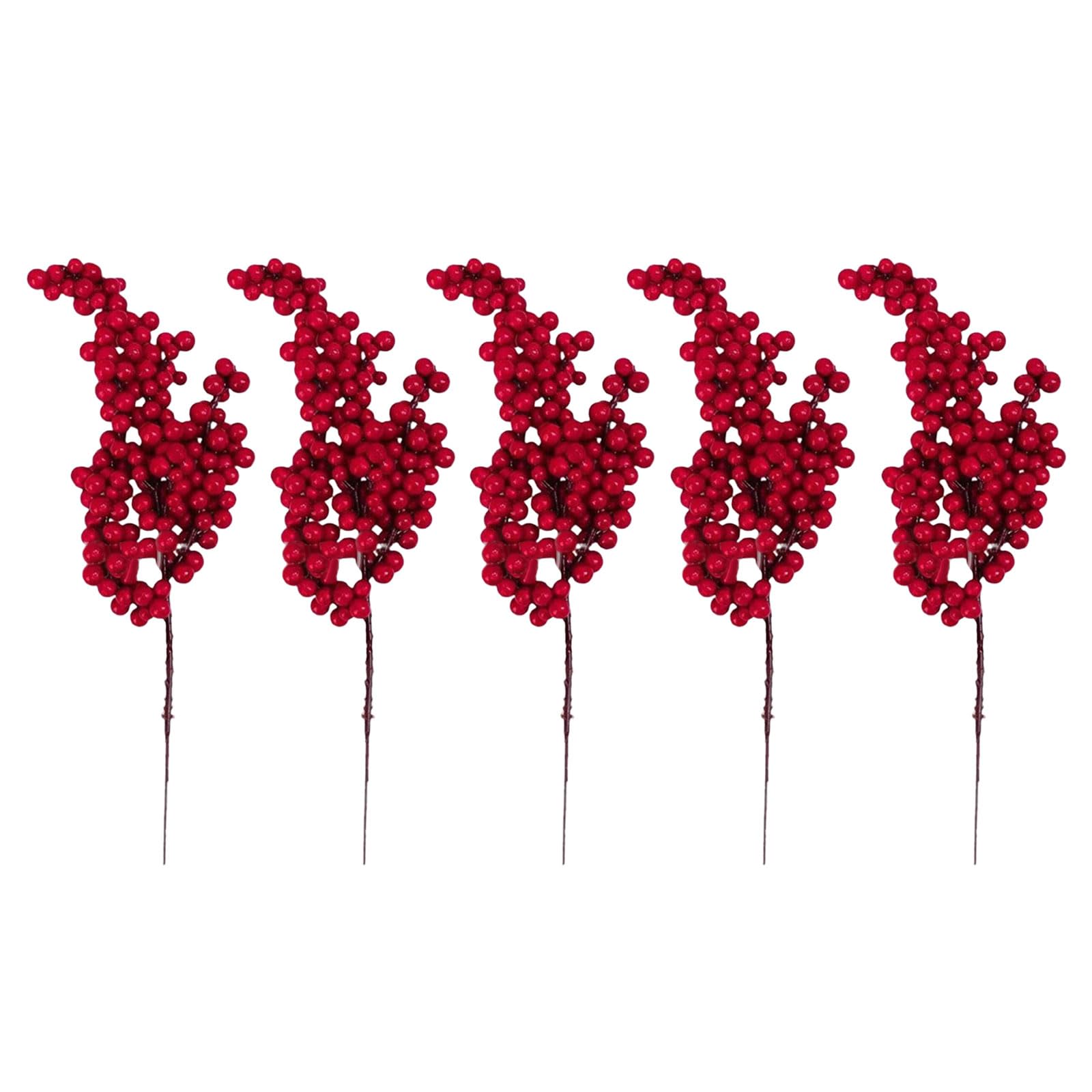 Tsophreniq Red Multi Forked Fru 50Pcs Christmas Berries Branches With Bendable Iron Stems For Festival Table Centerpieces Christmas Tree Wreath Display Pvc Berries Branches