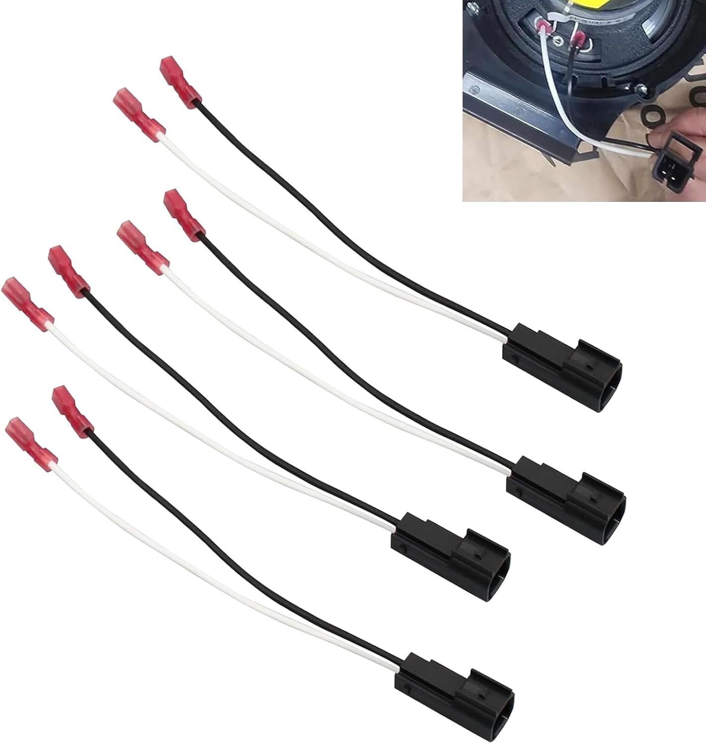 4 PCS Car Speaker Connector Harnesses, 72-5600 2-Pin Audio Speaker Harness Plug Adapter, Plug and Play Replacement for Easy Speaker Upgrade, Compatible with Ford Lincoln Mercury Mazda (Black)