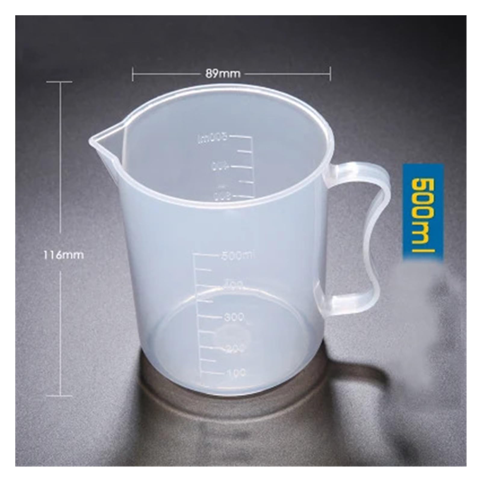 1 Set (250 ml, 500 ml, 1000 ml, 2000 ml), Kunststoffbecher mit Griff, Messbecher, Klasse PP, Schule, Labor, Küchenbedarf