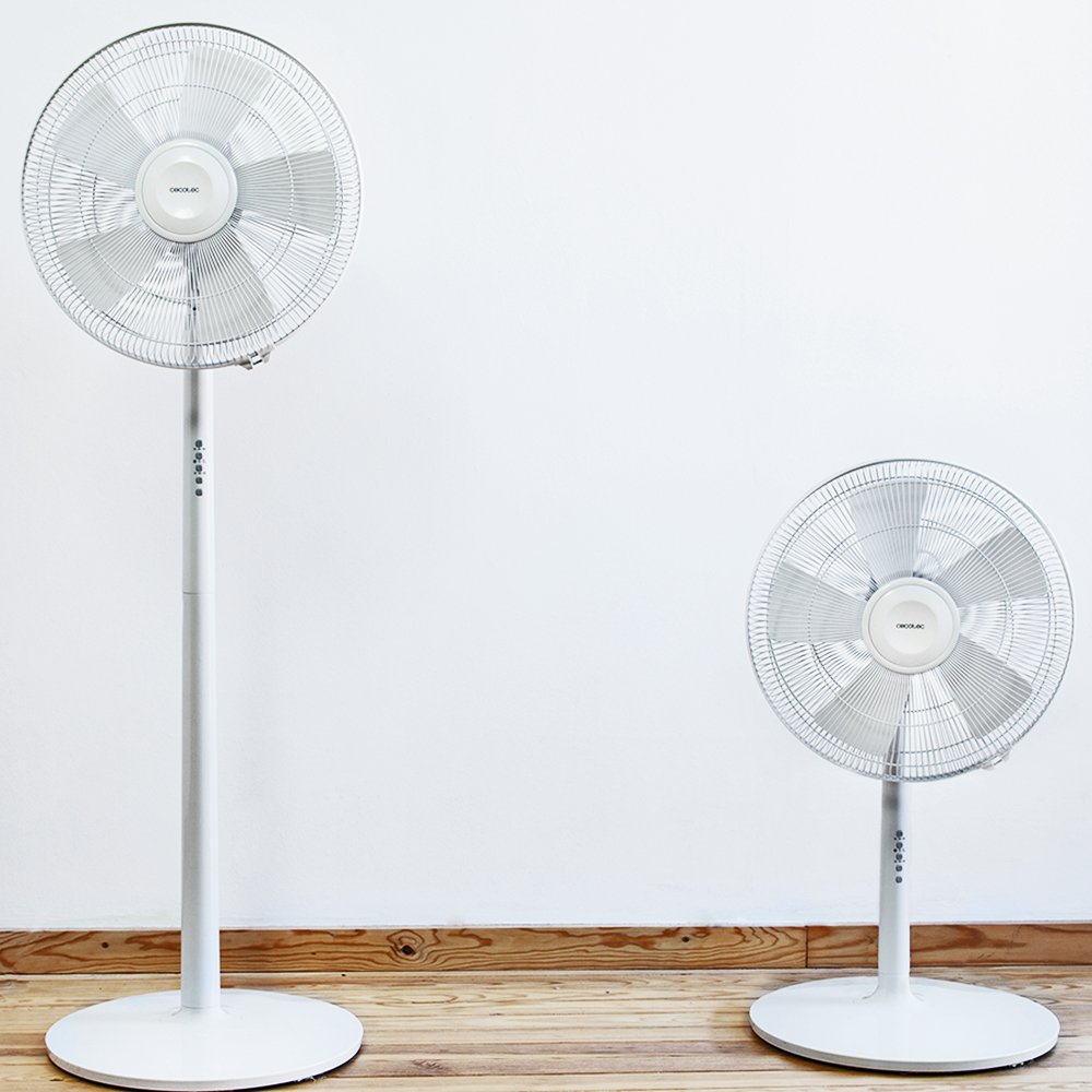 Cecotec Ventilador de Pie EnergySilence 540 Smart. 5 Aspas 16"(40cm) de Di‡metro, Oscilante, 3 Velocidades, Dos Alturas(78-135cm), Motor de Cobre, Temporizador de 7h, Mando a Distancia, 60W