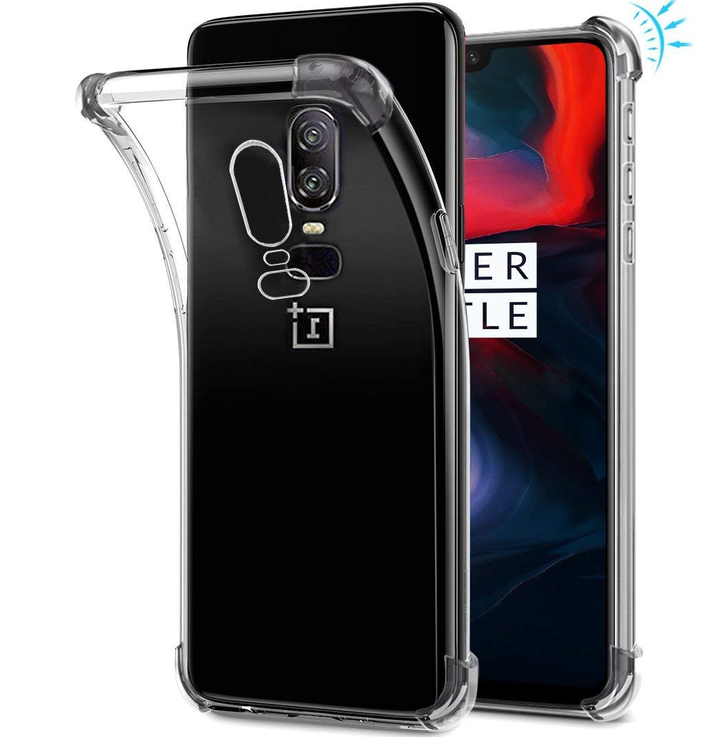 USTIYA for OnePlus 6 Case Clear 1+ 6 Transparent Cover Four Corners Thickened TPU Ultra Soft funda