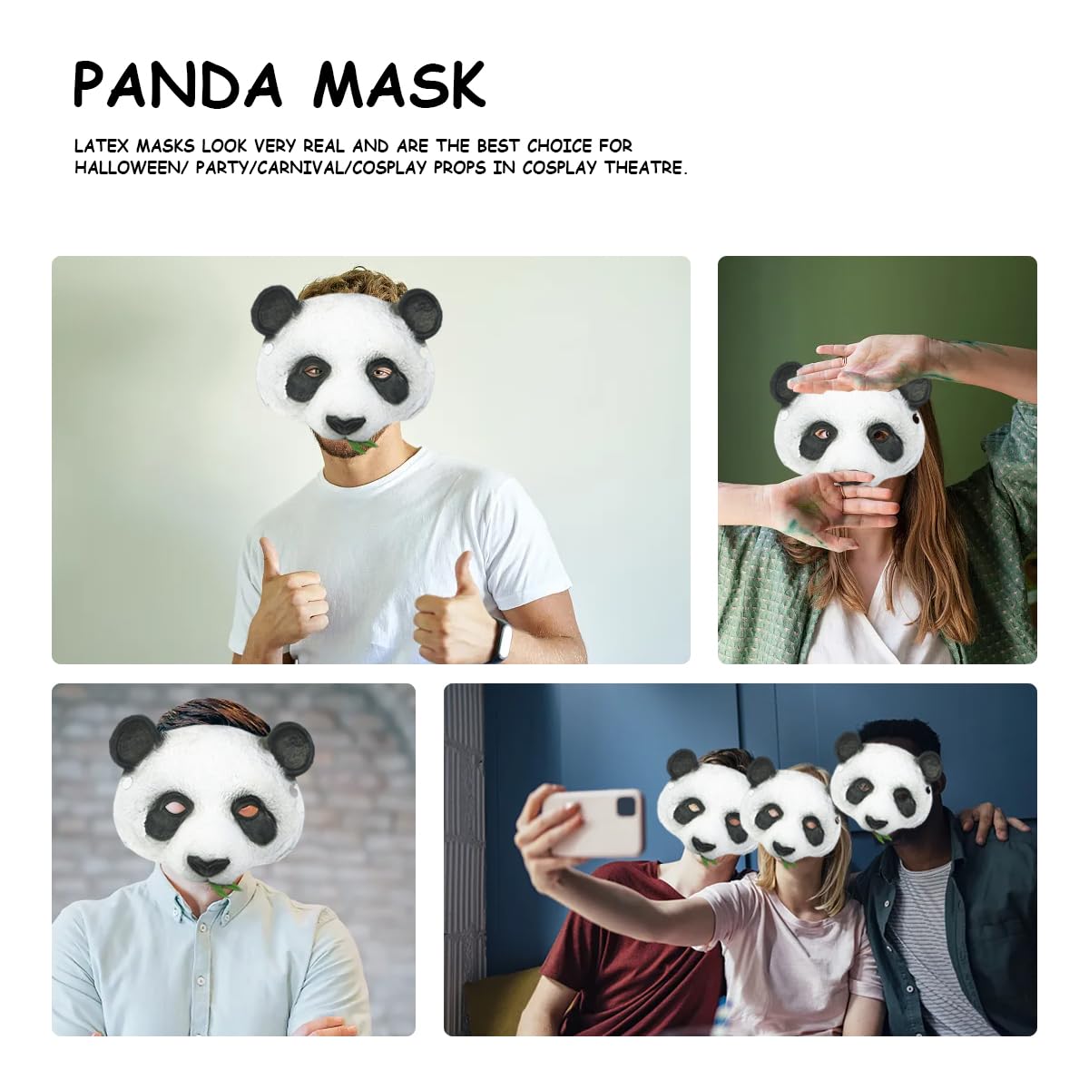Máscara de Panda Animales Mask Costume Pro para la Fiesta de Disfraces de Halloween, Máscara para Adultos, Máscara de Animal Suministros para la fiesta de Halloween