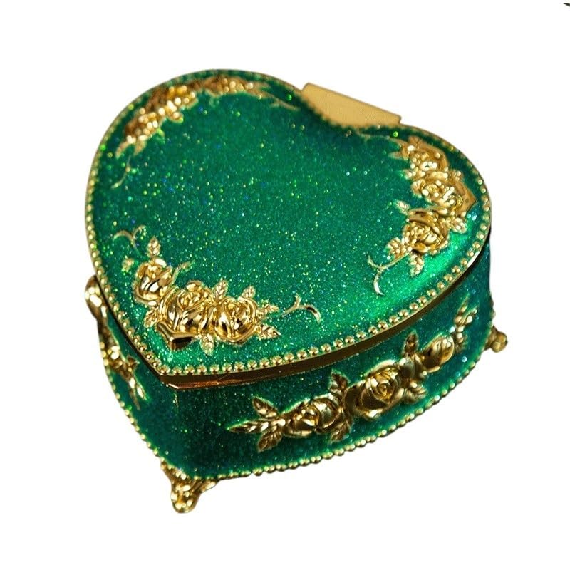 Boîte-cadeau en forme de cœur et boîte à bijoux rose en métal