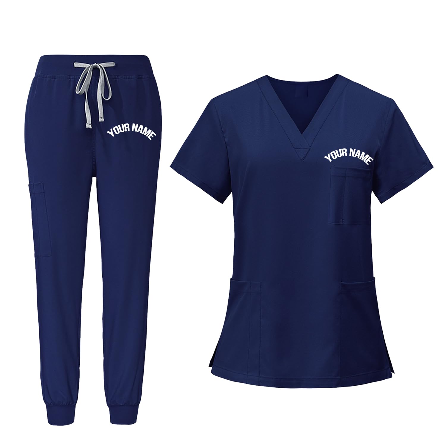 Goldfly Custom Scrubs for Women V-Neck Yoga Jogger Tops Pants Customize Medical Nursing Uniform Scrub Set