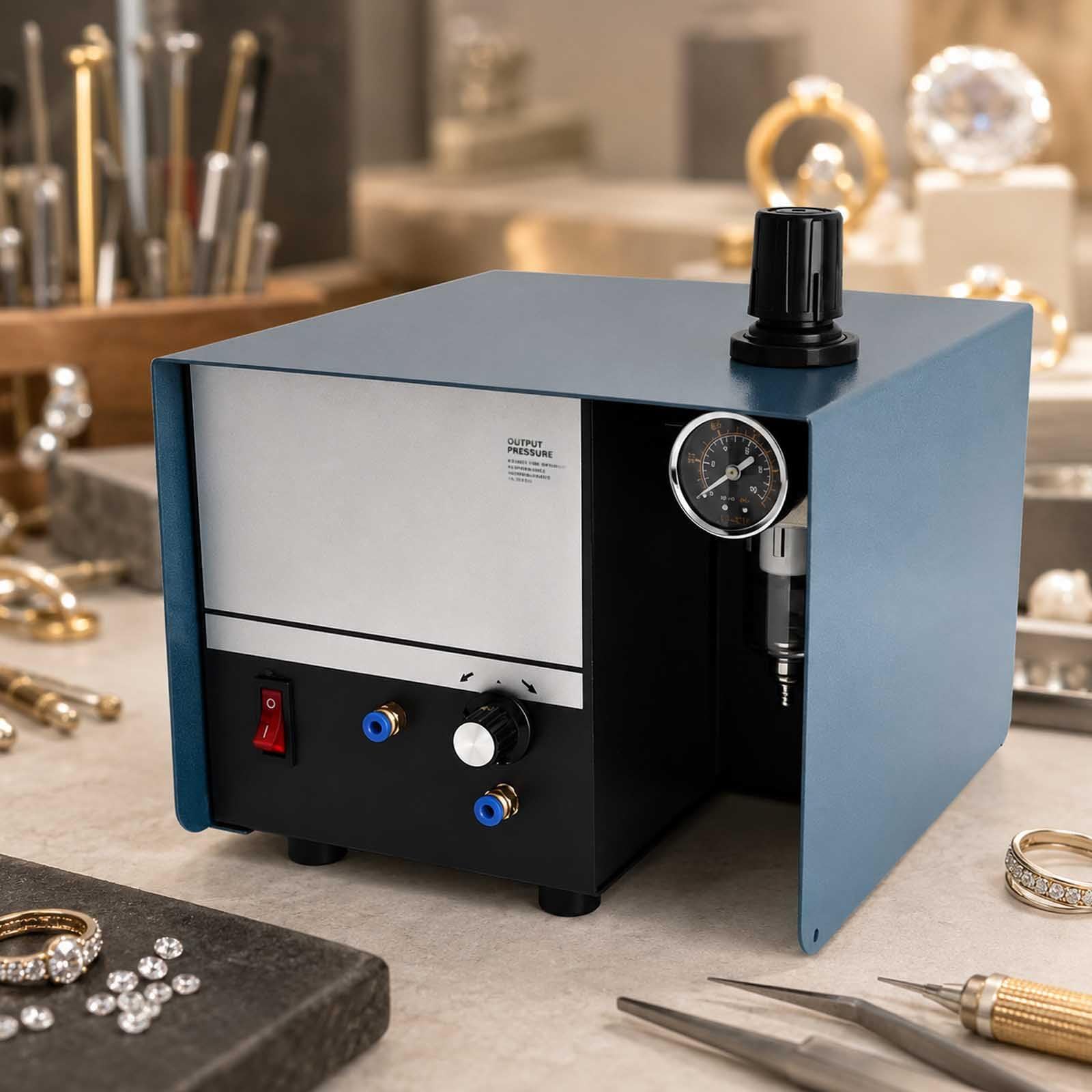 GYKOZY Jewellery Engraving Tool Pneumatic Engraver Kit, Metal Engraving Machine with Foot Pedal Air Pressure Control for Jewellery Making Precision Engraving