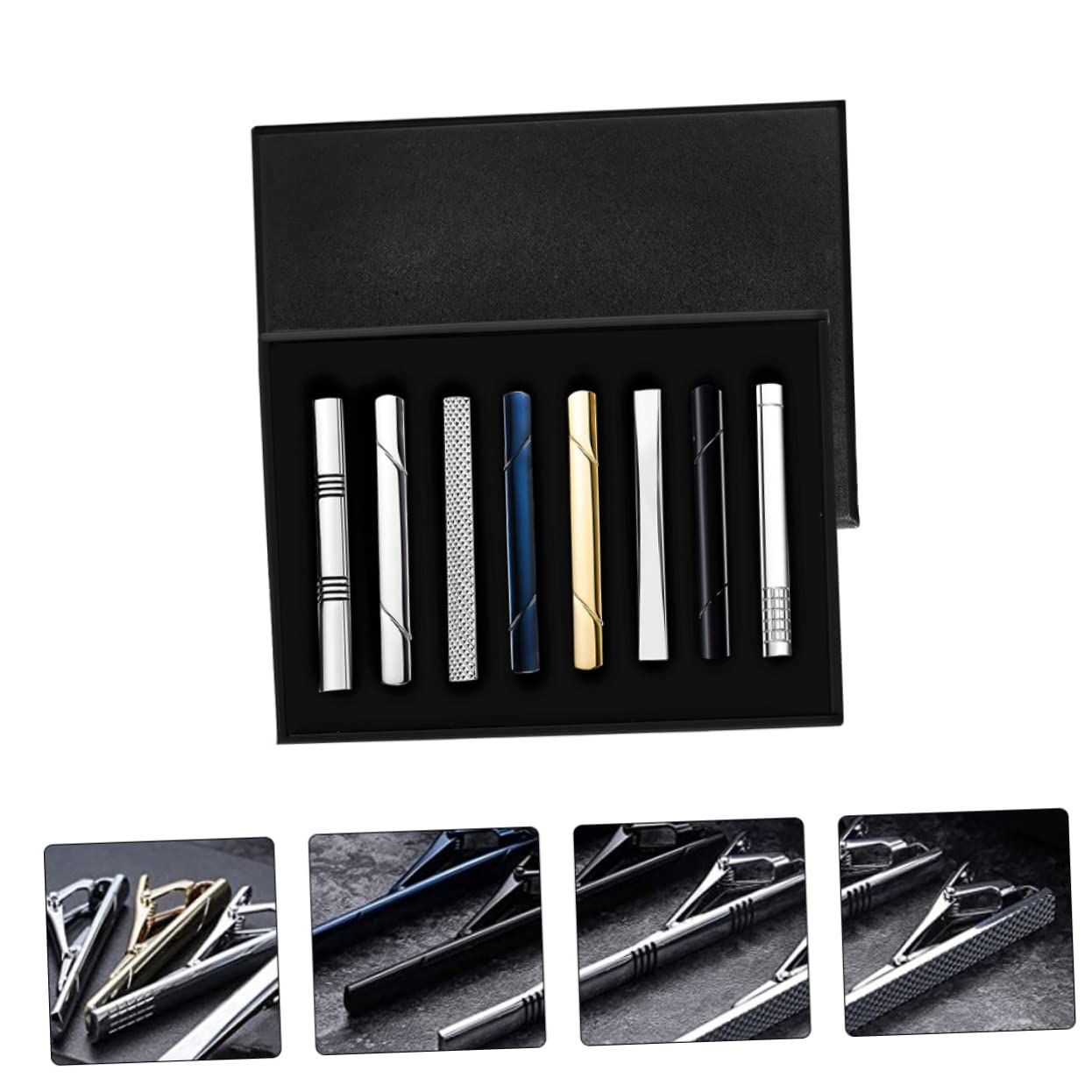 Veemoon Conjunto De Pasadores De Corbata Accesorios Azul Atar Acortar- Clips De Pajarita Clips De Corbata Para Hombres Únicos Clip De Corbata De Los Hombres Cobre