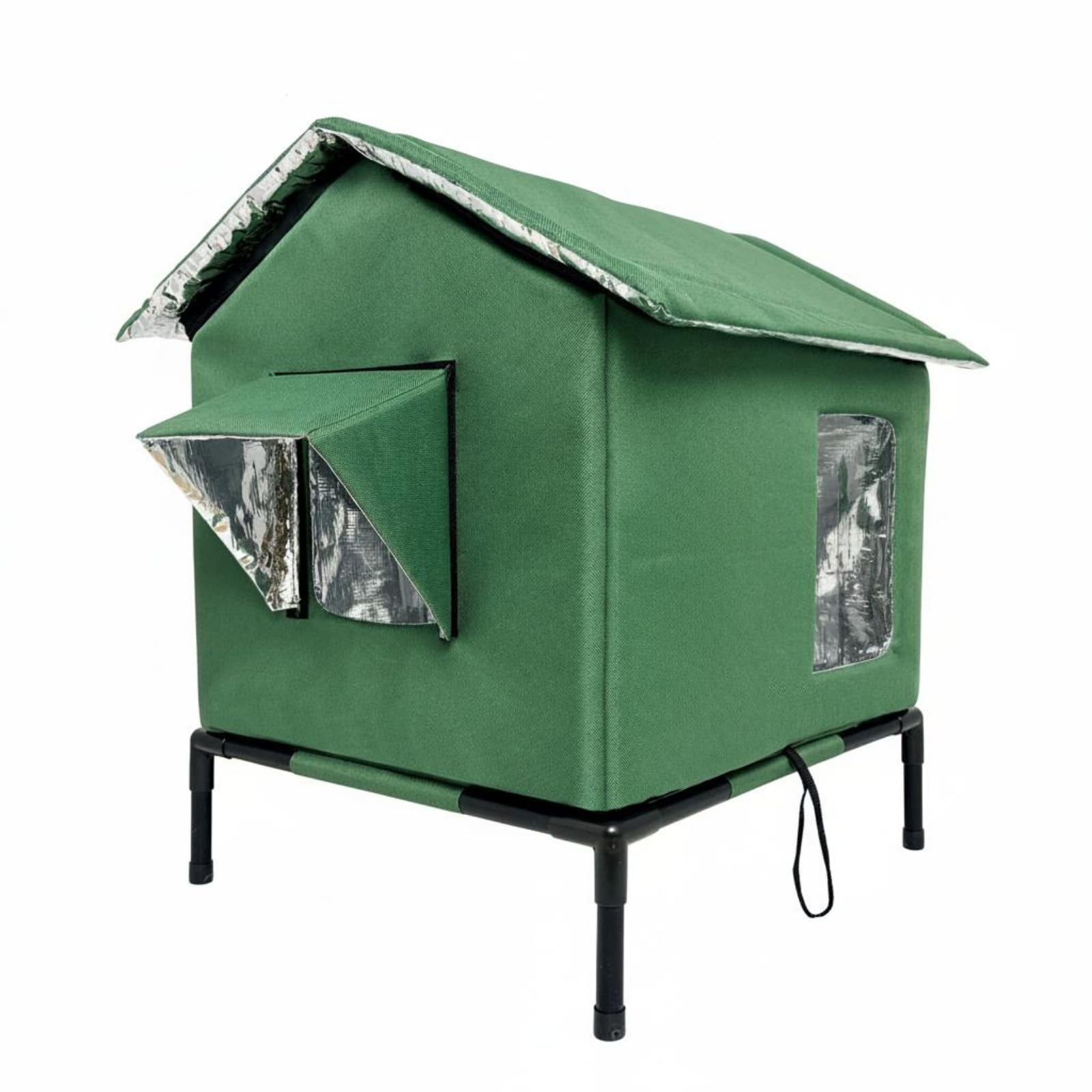 Caseta Techo Inclinado Aislante Refugio Gato Térmico PVC Alojamiento para Gatos Elevada para Clima Frío, Color to 2, Mediano