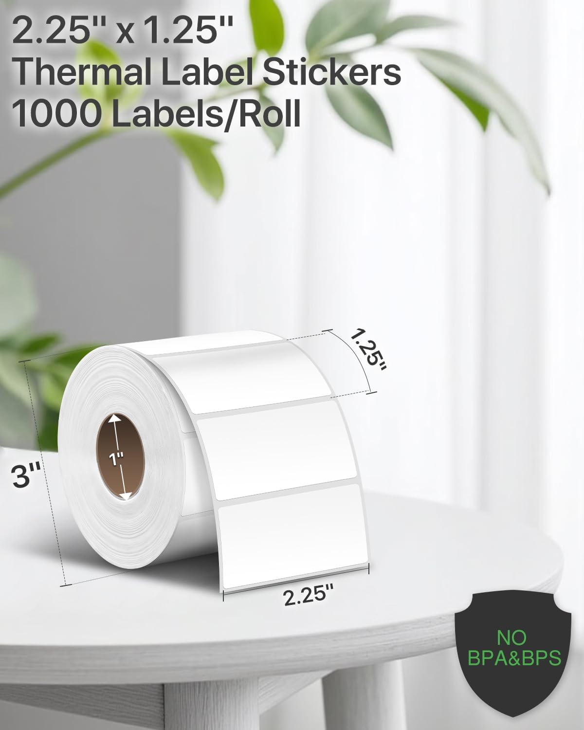 iEager 2.25x1.25 Inch Thermal Labels, White Durable Thermal Printer Stickers, Self-Adhesive Rectangle Shipping Label Printer Sticker for Barcode, Name, Address, 1000 Labels/Roll - Image 2