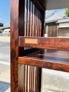 Amazon｜高級松本民芸家具 #117型刻印有書棚 オープンシェルフ 格子