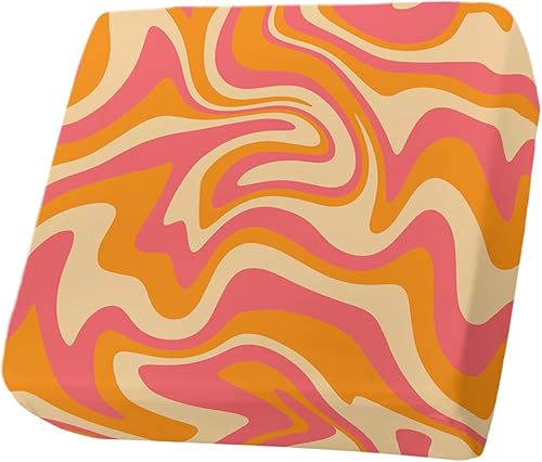 Fundas de cojín para sofá de color naranja y rosa, funda elástica para sofá con parte inferior elástica, funda protectora moderna de arte abstracto
