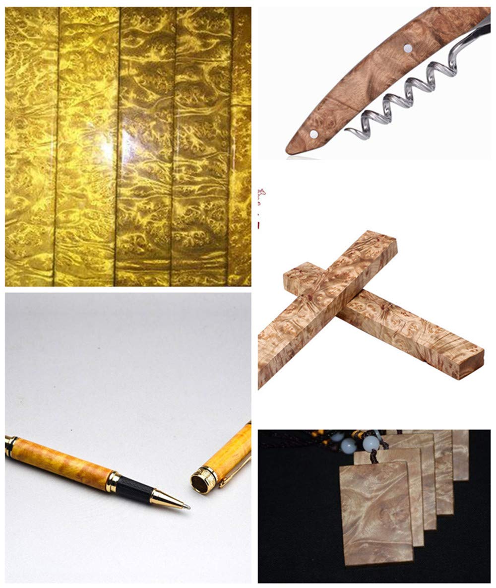1 Paire Birmanie Camphre Doré Bois Couteau Poignée Dalles échelles Couteaux Personnalisé Bricolage Matériel en Bois pour Couteau Faire des Lames Vierges (12x4x1CM) (chacun est Unique)