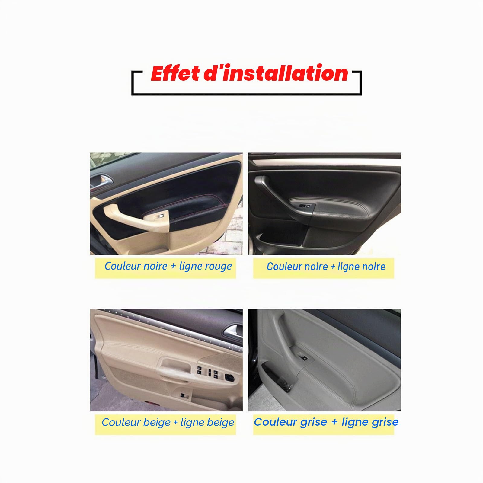 Housse de protection en cuir for panneau de portière de voiture, compatible avec Volkswagen Golf 5 MK5 Jetta Sagitar 2006-2011, accessoires intérieurs(LHD black)