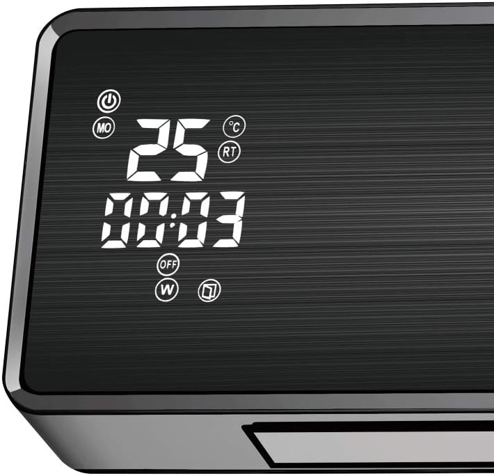 Close-up of the digital display on the PURLINE HOTI M100 heater