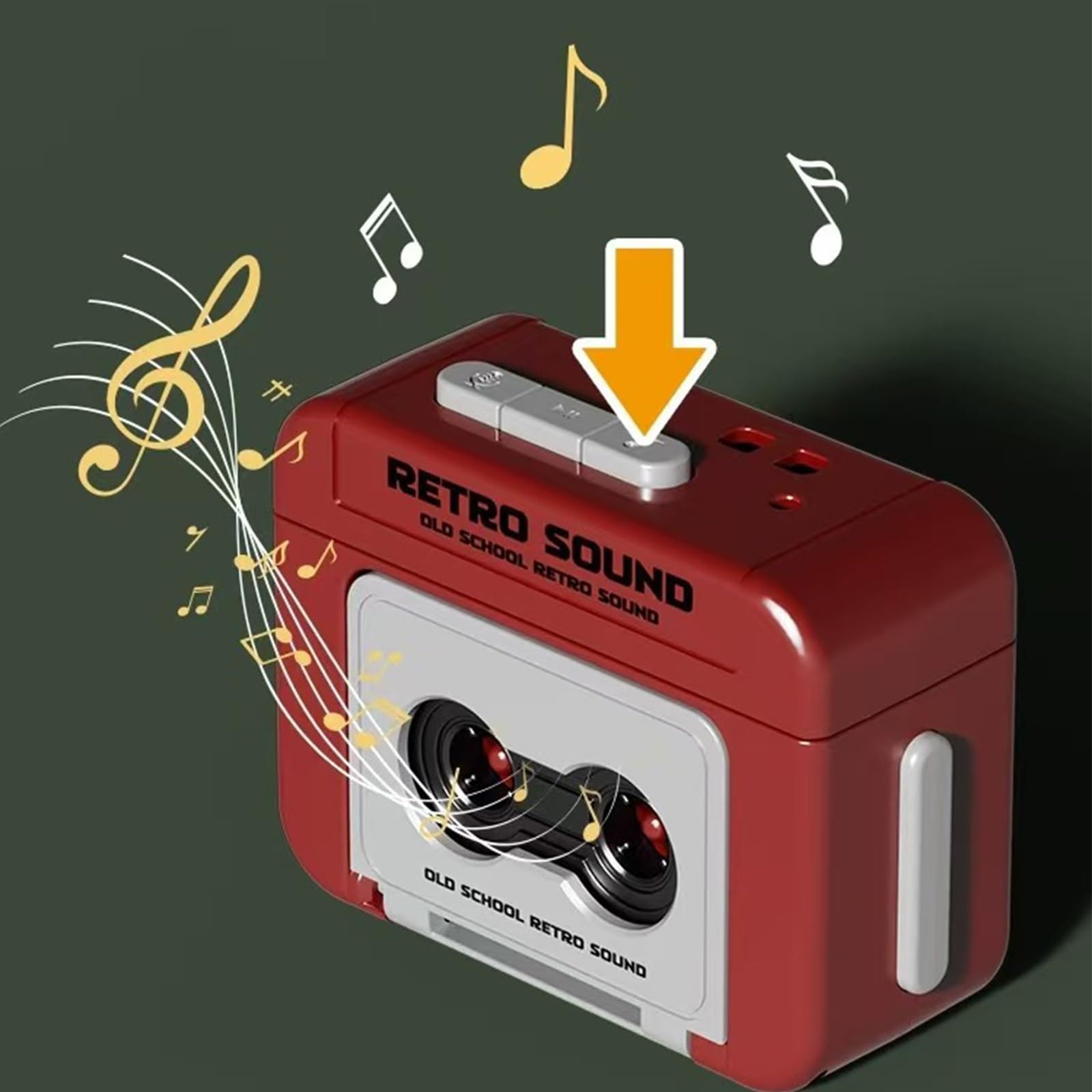 Mini Retro Cassette Tape Deck Keychain, Plays Tapes and Music, Creative Tape Recorder Charm(Red,2pcs)