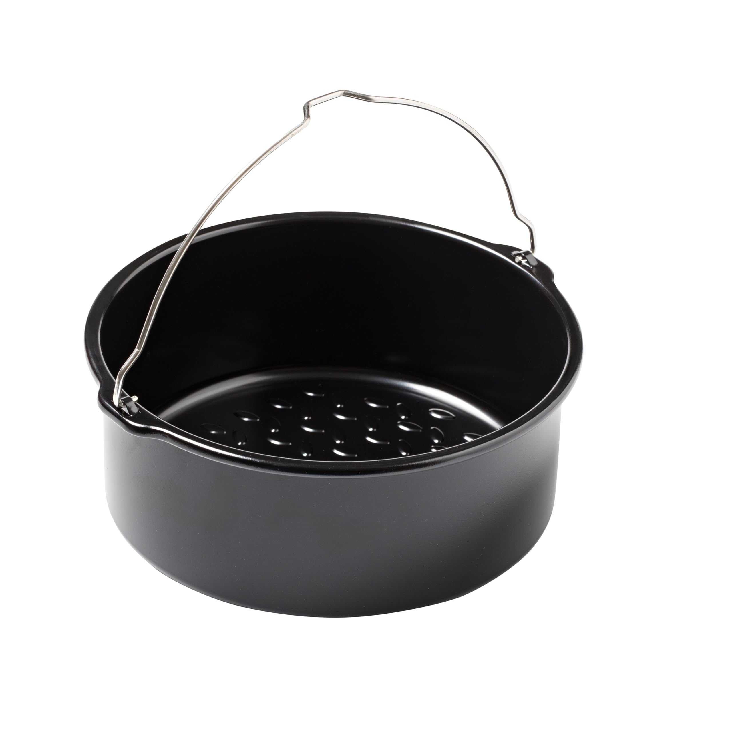 PYREX, Airfryer Metal, Round Oven Dish, 20 x 19 x 7.5 cm, Baking Basket with Handle, Non-Stick Carbon Steel, Homogeneous Baking, Oven, Freezer and Dishwasher Safe