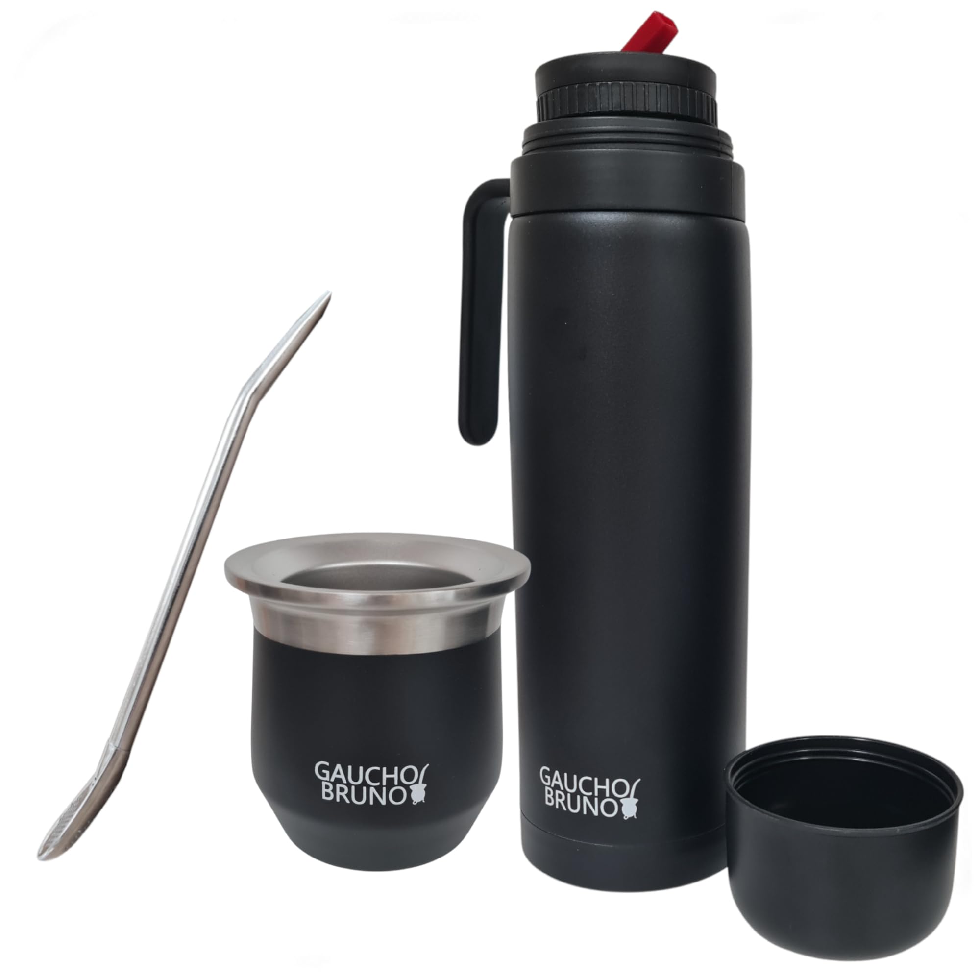 Stainless Steel Thermal Mate for Drinking Yerba Mate | Easy to Clean | Maintains Drink Temperature | With Bombilla | and 1 Litre Flask with Iconic Precision Pour Spout pico Cebador